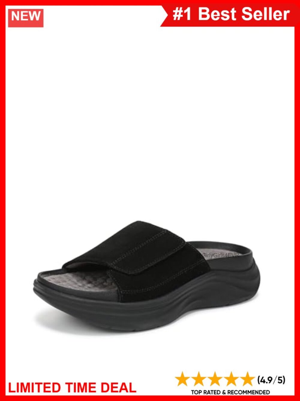 Recovery Slide Sandal with Suede Strap and Cushioned Footbed